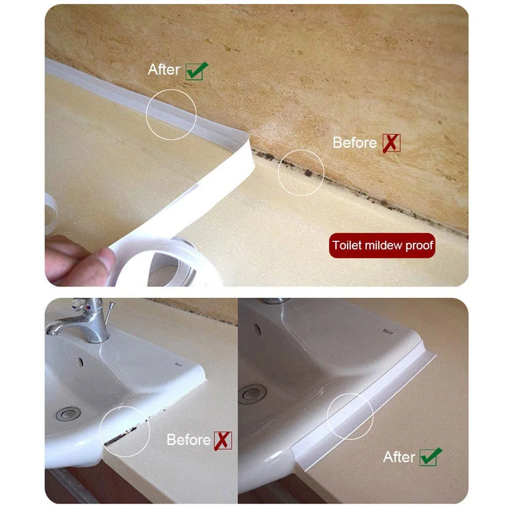 Kitchen Bathroom Shower Sink Bath Sealing Strip Tape PVC Self Adhesive Waterproof Wall Sticker Toilet Crack Corner | Дом и сад