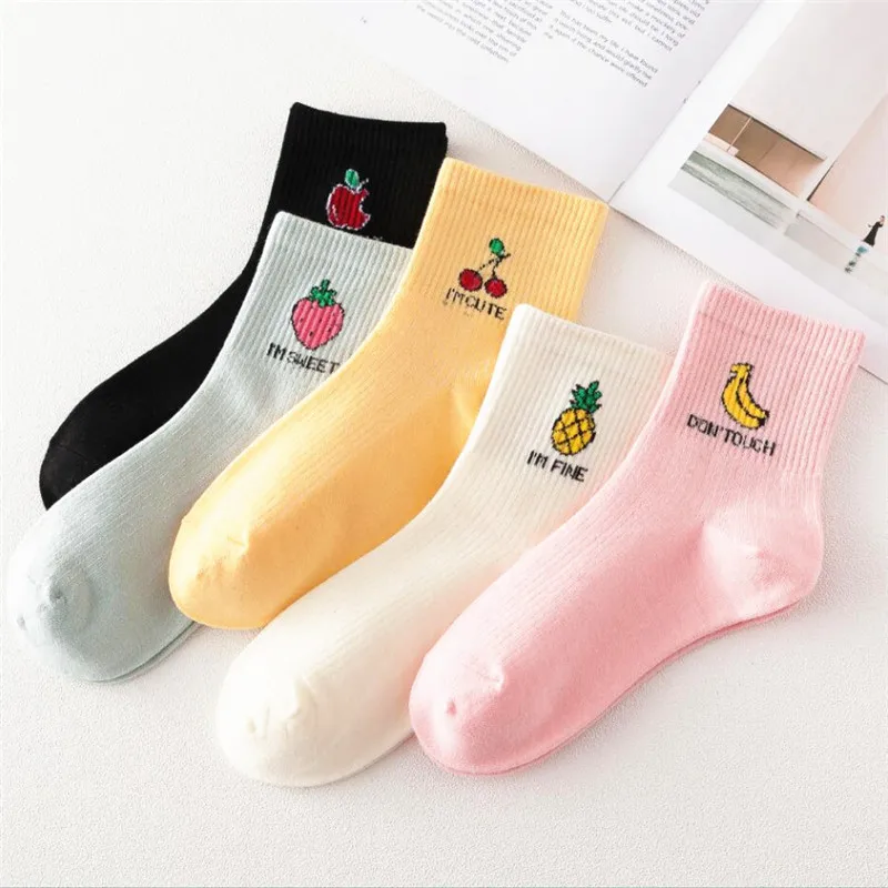 

Harajuku Fruit Apple Banana Strawberry Pineapple Kawaii Warm Socks Cute Women Cotton Funny Socks Art Japan Calcetines Mujer