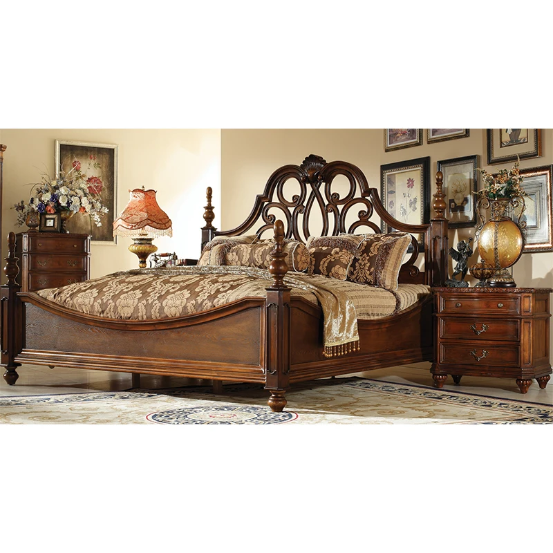 Уникальные комплекты для спальни из массива дерева в европейском стиле