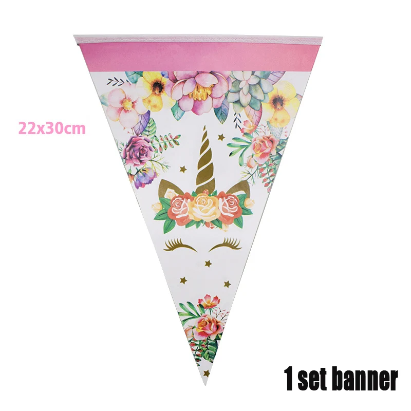 1 set Banner Комплект украшений для вечеринки в виде единорога, тарелки, салфетки для стаканчиков, покрытие для стола, для дня рождения, свадьбы - Цвет: 1 set Banner