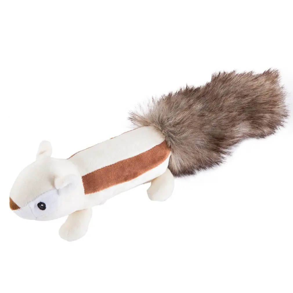 

2018 Adorable Vocal Squirrel Plush Stuffed Pet Toy For Dog Cat Long Tail Lovable Interactive Sounding Plush Toys