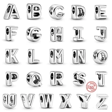 New 100% Real 925 Sterling Silver Letter Alphabet A-Z Charm Beads Fit Original Pandora Charms Bracelet Pendant Women DIY Jewelry