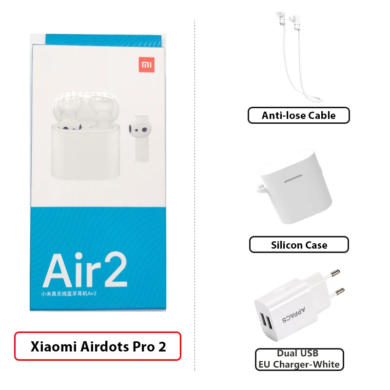 Add Cable WHCaseCh Новые Xiao mi Airdots Pro 2 mi True беспроводные наушники 2 TWS наушники Air 2 LHDC управление двойным mi C ENC Airdots Pro 1 - Цвет: Add Cable WHCaseCh