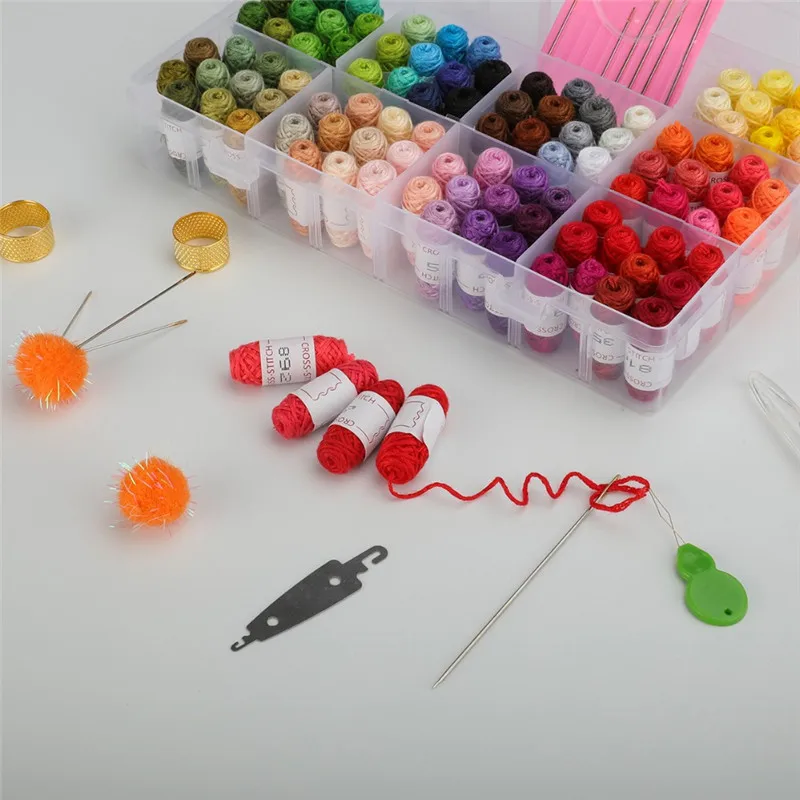 Набор ниток для вышивки крестиком 100 цветов набор с мини-линейной строчкой