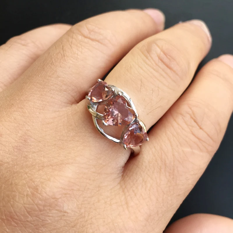 Женские кольца с зултанитом CSJ элегантные вечерние цирконом в форме сердца