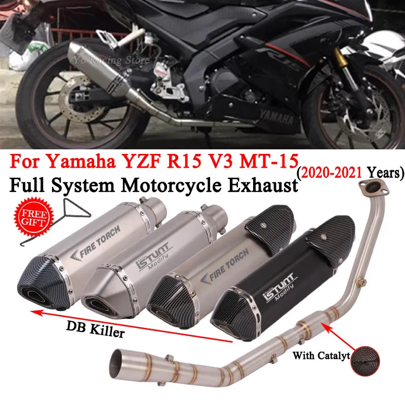 Full System Motorcycle Exhaust Modify Catalyst Front Link Pipe DB ...