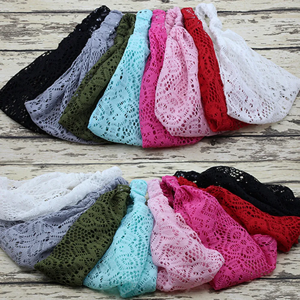 2020 New Girl Hair Accessories Fashion Solid Color Elastic Stretchy Wide Head Band Lace Turban Bandanas For Women Lady |
