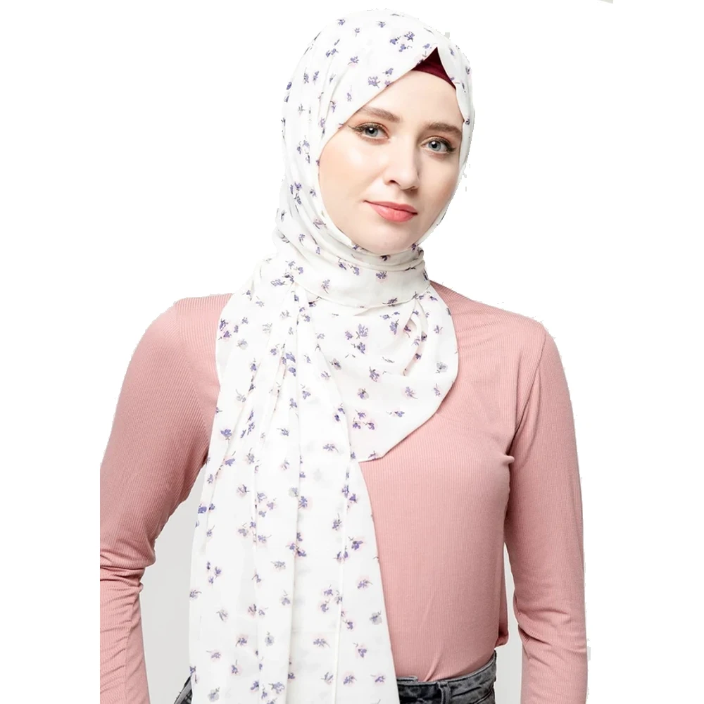 

1 шт., Женский шифоновый хиджаб с цветочным принтом, 180x70 см