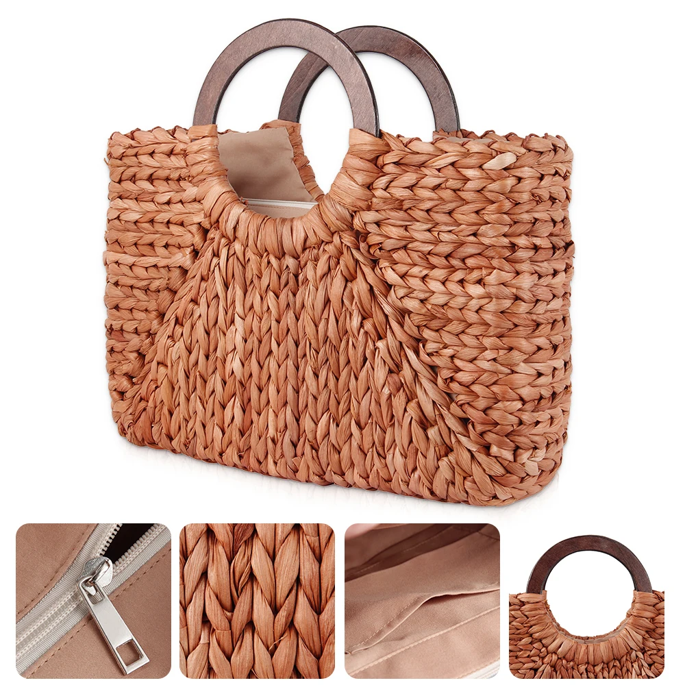 Женская Винтажная сумочка из ротанга Женский богемный Летний Пляжный соломенный