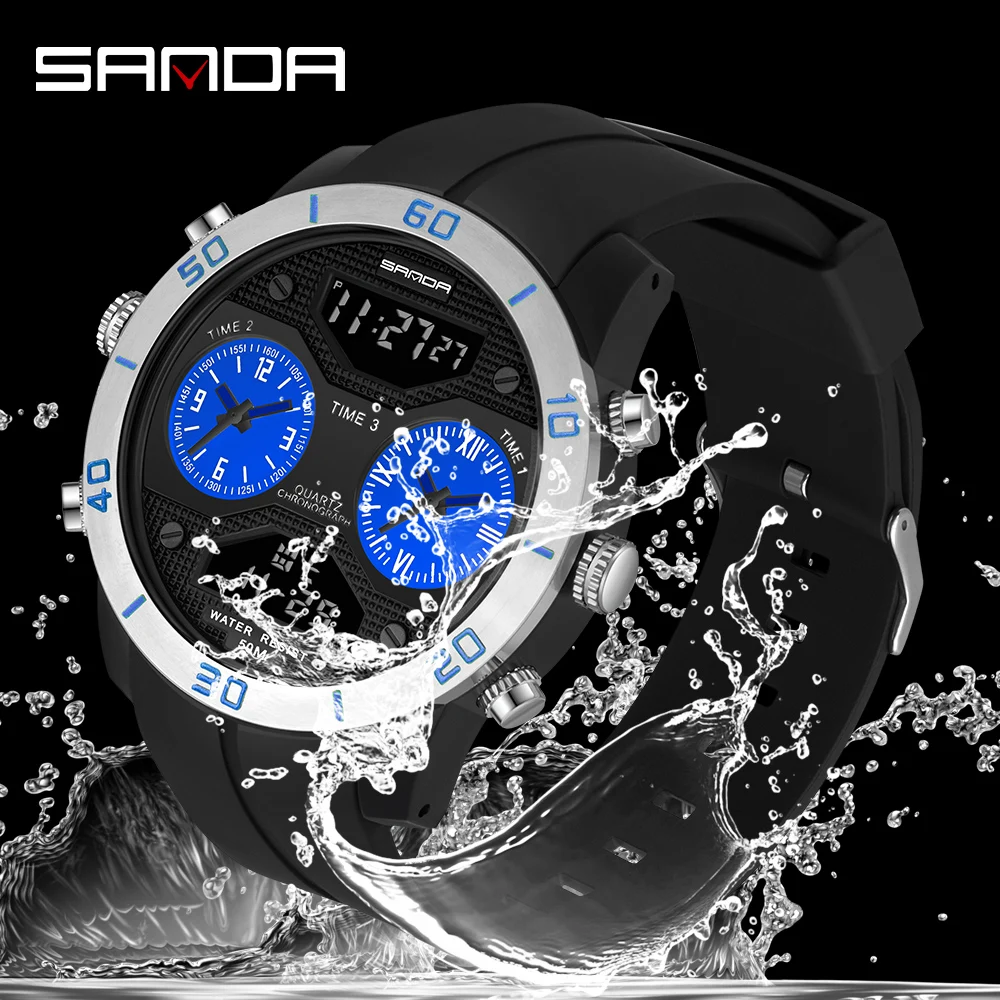 Часы наручные Sanda Мужские Цифровые спортивные ударопрочные Кварцевые