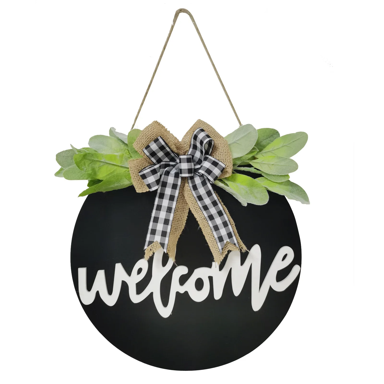 

Hot Welcome Sign Ornament Simulation Wooden Bowknot Flower Wall Art Hanging Yard Fence Decoration for Home Outdoor