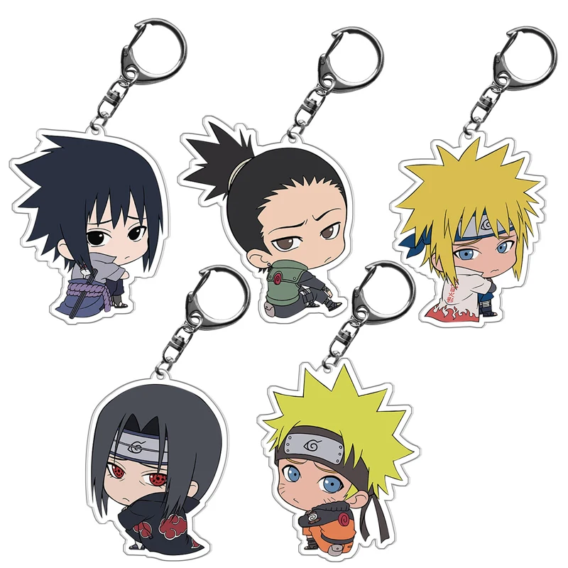 Anime Naruto Figures Keychain Charms Accessories Cute Cartoon Uchiha Itachi Sasuke Acrylic Keychain Holder Chain Toys Kids Gift