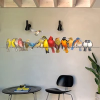 modern home decor colourful birds on wire cute animal window stickers for bedroom home decoration pvc decals waterproof