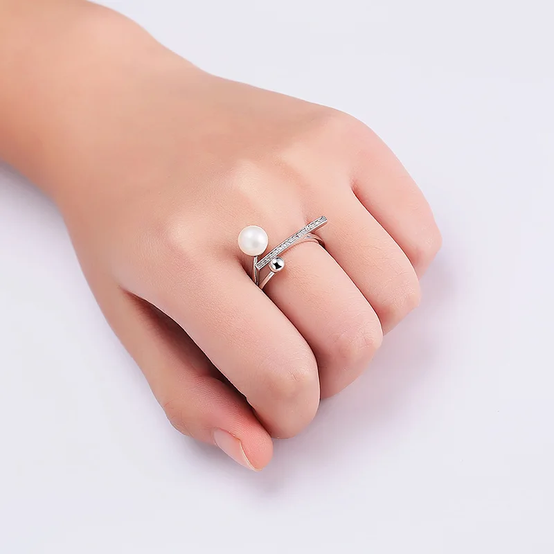 NJ натуральный пресноводный жемчуг ювелирные изделия серебряные кольца для