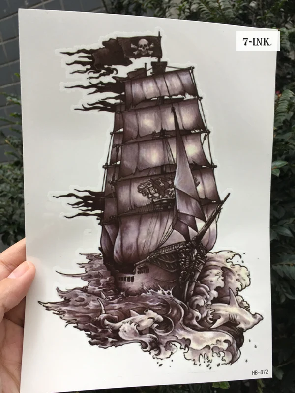 Водостойкая временная татуировка Черная жемчужина пиратский корабль татуировки