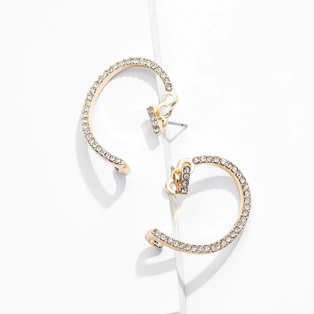 Женские серьги гвоздики C образной формы белый Фианит циркониевые ювелирные