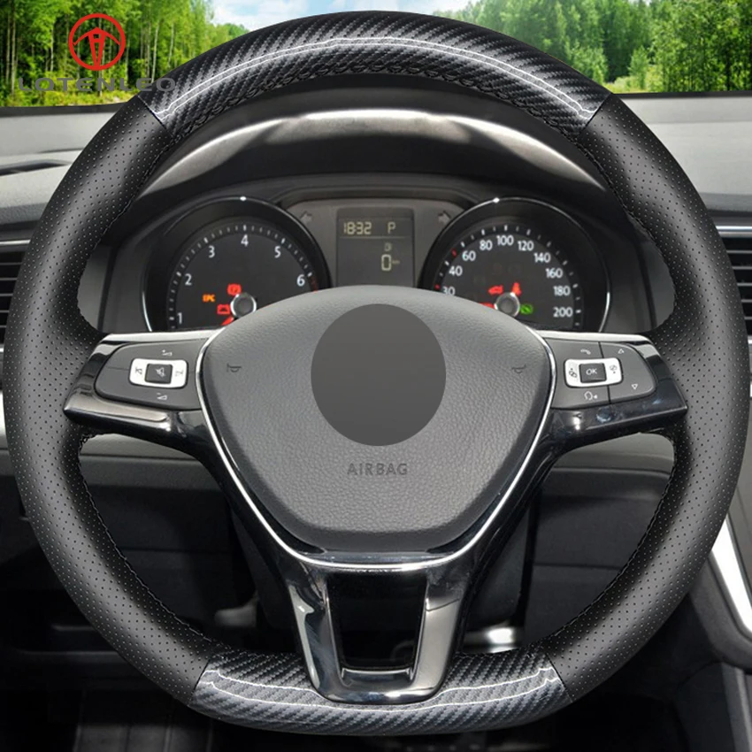 LQTENLEO черная кожа ПУ углеродное волокно чехол на руль для Volkswagen VW Golf 7 Mk7 Новинка Polo