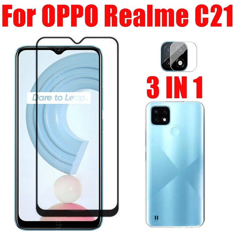3-в-1 чехол Стекло высококачественный защитный для OPPO Realme C21 Экран протектор