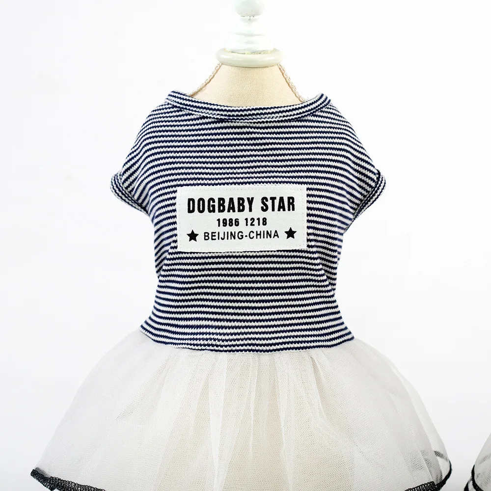 

Summer Dog Dress Cute Girl Small Princess Dresses Striped Patterns Wedding Pet Clothes For Chihuaha Small Dogs Accessories