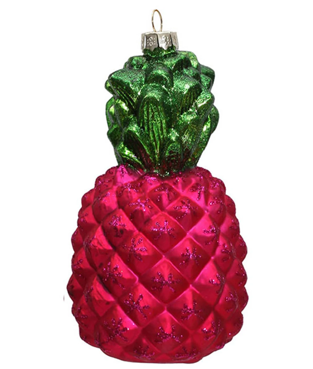

Promotion - Christmas Tree Xmas Ornaments Glass Balls Decoration 80mm Painted Dark Pink Pineapple Ornament