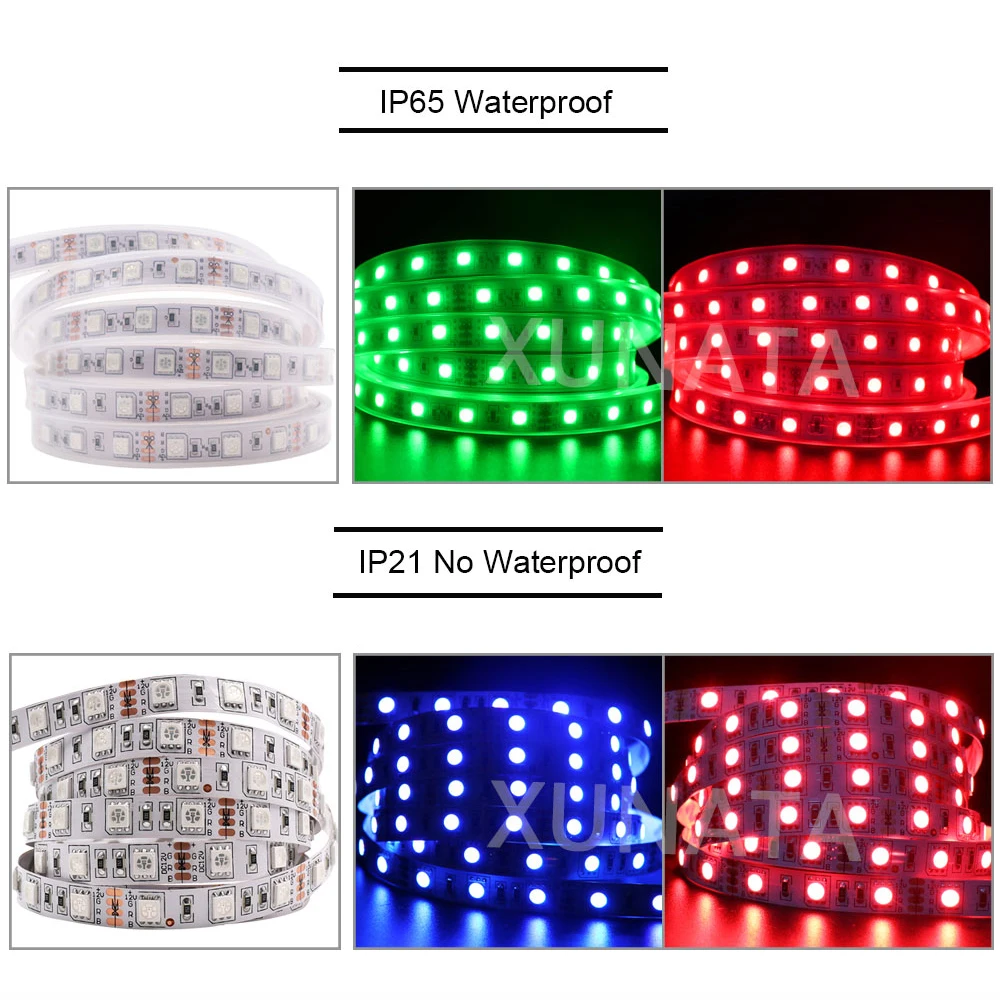 Светодиодная лента SMD5050 12 В 24 60 светодиодов/м водонепроницаемая Диодная