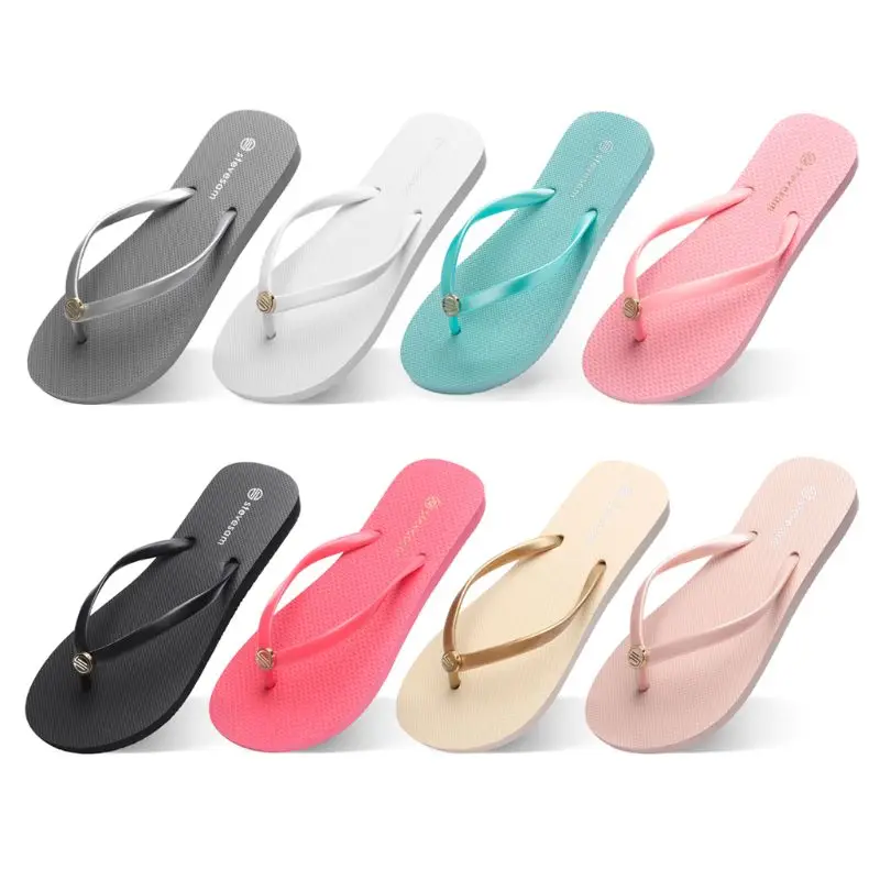 

Womens Flat Heel Sandals Candy Color Flip Flops Beach Non-Slip Thong Slippers Flip Flops