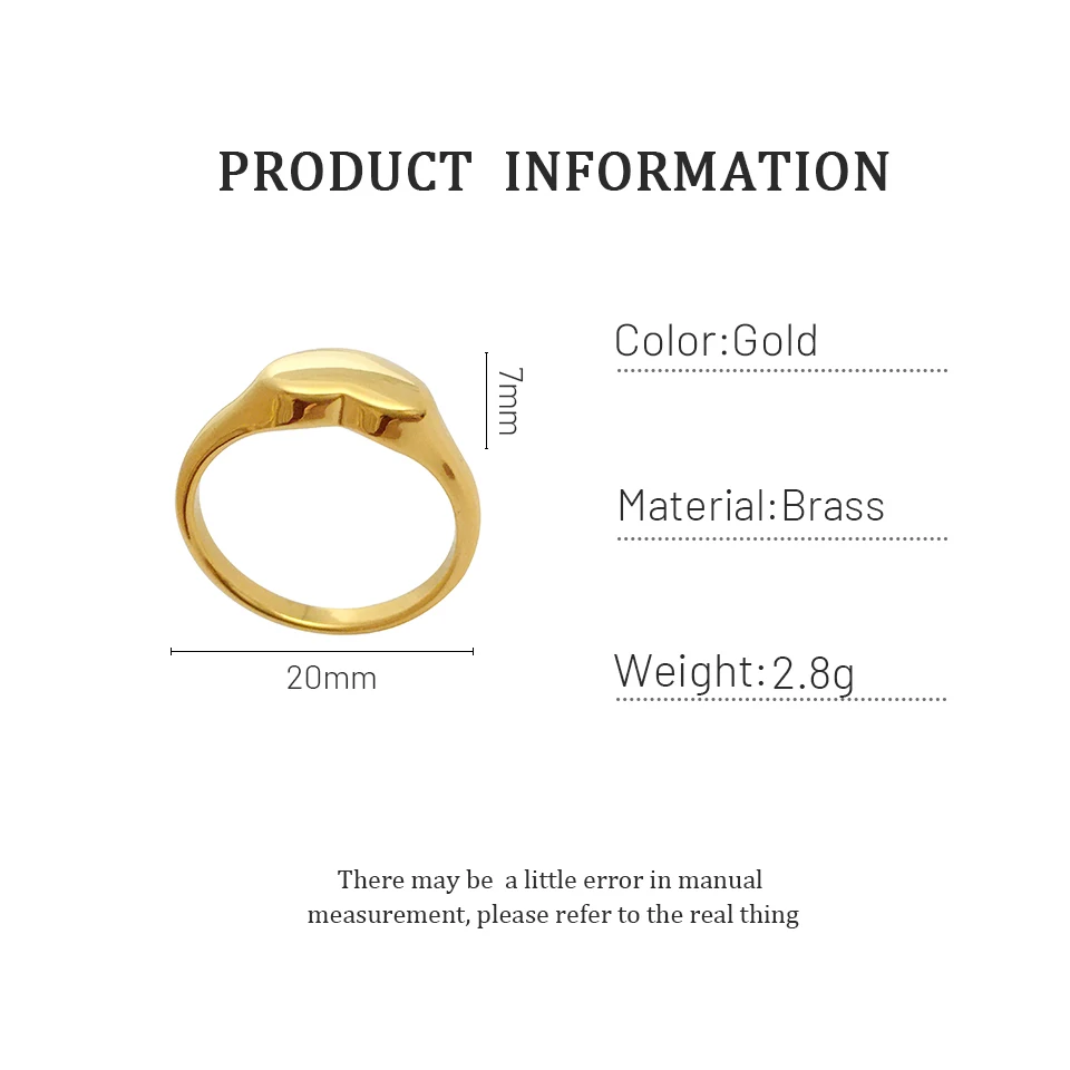 

Monlansher Vintage Geometric Heart Finger Rings Textured Brass Ring for Women Minimalist Finger Rings Jewelry 2021 Hot Trend
