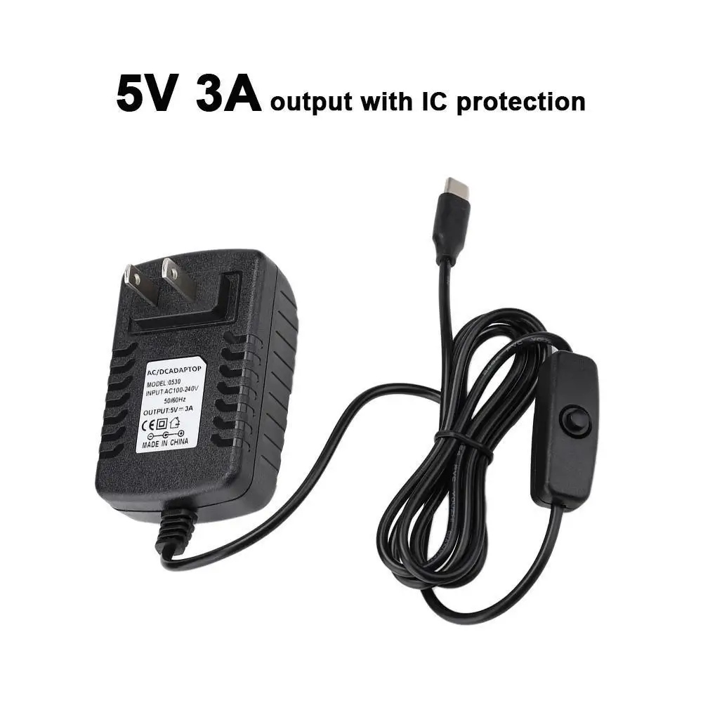 Зарядное устройство USB 5 В 3 А Type-C адаптер питания для Raspberry Pi4/4B совместим с 2