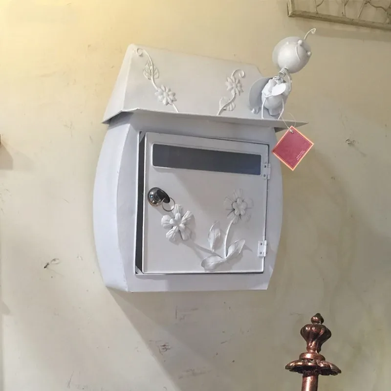 Винтажный Ретро настенный почтовый ящик с ключом замок открытый двор дверь
