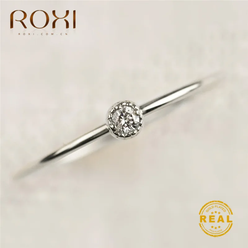ROXI Модные Австрийские кристаллы Кольца для женщин микро проложить Свадебный с фианитами группа вечность укладки кольцо изящные тонкие украшения для пальцев