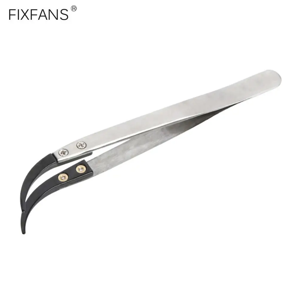

FIXFANS Stainless Steel Ceramic Tweezers Heat Resistant Anti Static Insulated Curved Tweezers for Electronics Repair Vape Tools