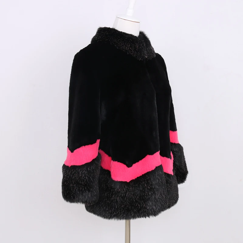 Nerazzurri faux fur coat women autumn winter fluffy color block furry patchwork fake fur jacket plus size fashion luxury clothes