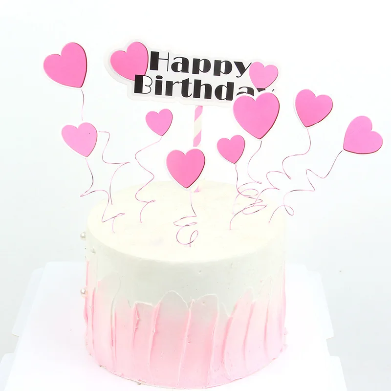 Комплект Топпер для торта с сердечками на день рождения днем День Святого