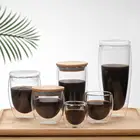 Стеклянная кружка, термостойкие стаканы с двойными стенками и защитой от трещин, чашки для молока, эспрессо, чая, Офисная кофейная чашка