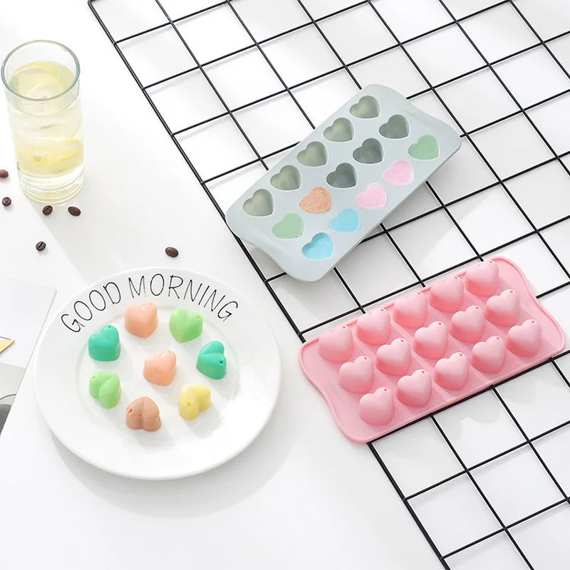 

15 Cells Heart Style Silicone Chocolate Molds DIY Pudding Ice Candle Cake Mould Baking Tools Biscuit Pastry Dessert Fondant