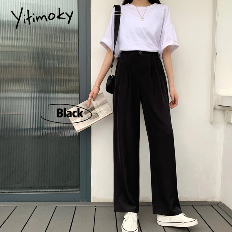 Брюки женские прямые с эластичной талией розовые черные | Женская одежда