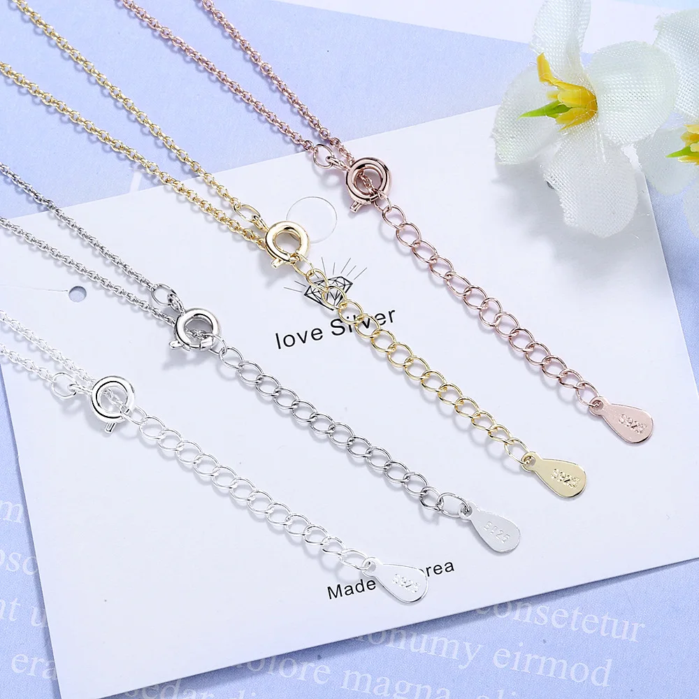MEETSOFT Silver Plated Pendant Necklac Minimalist Clavicle Chain Female Smiple Multicolor Extension chain Accessories Gift | Украшения и