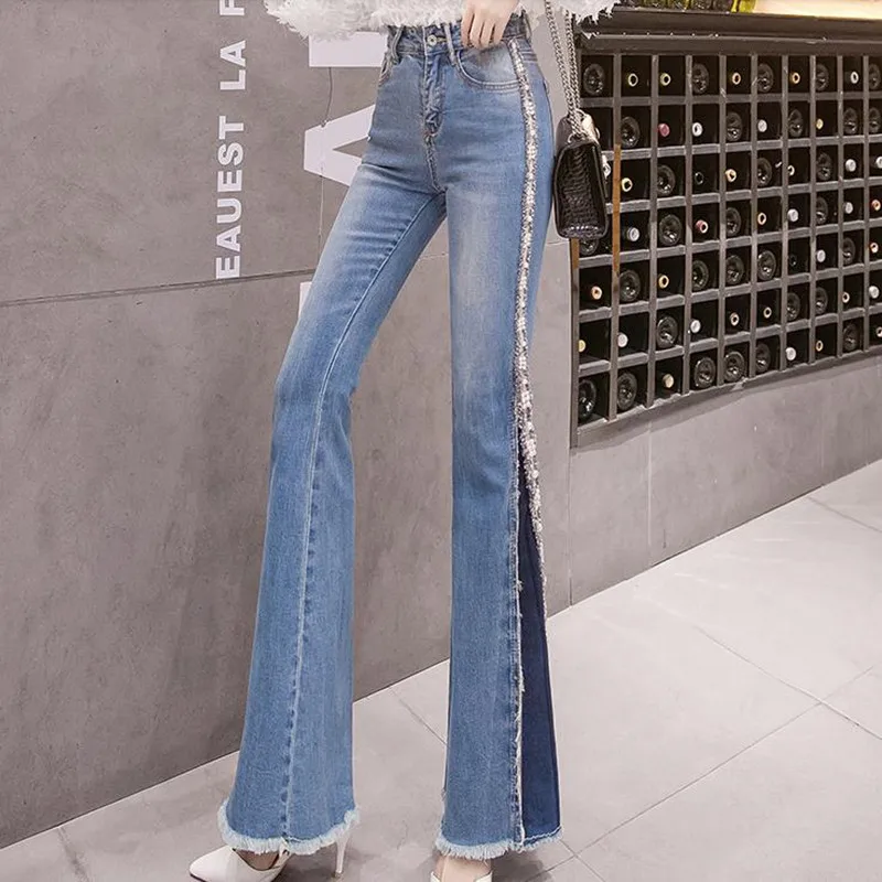 

Flared jeans women's spring high waist slim micro flared jeans
