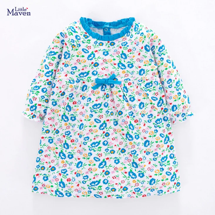 Платье детское осеннее хлопковое с цветочным принтом S0517 | Детская одежда и обувь