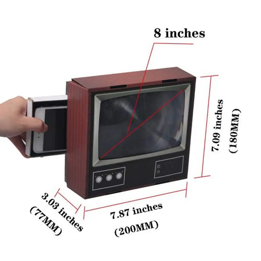 

Retro Phone Screen Magnifier 8 Inches Foldable Cellphone Video Amplifier Holder
