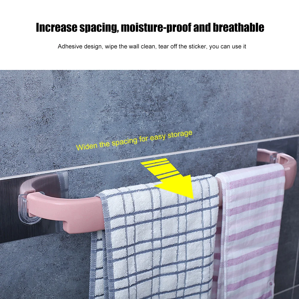 

Punch-Free Bathroom Towel Rail Rack Strong Adhesion Bar Single Rod Rack Wall-Mounted Self-adhesive Bathroom Toilet Accessories