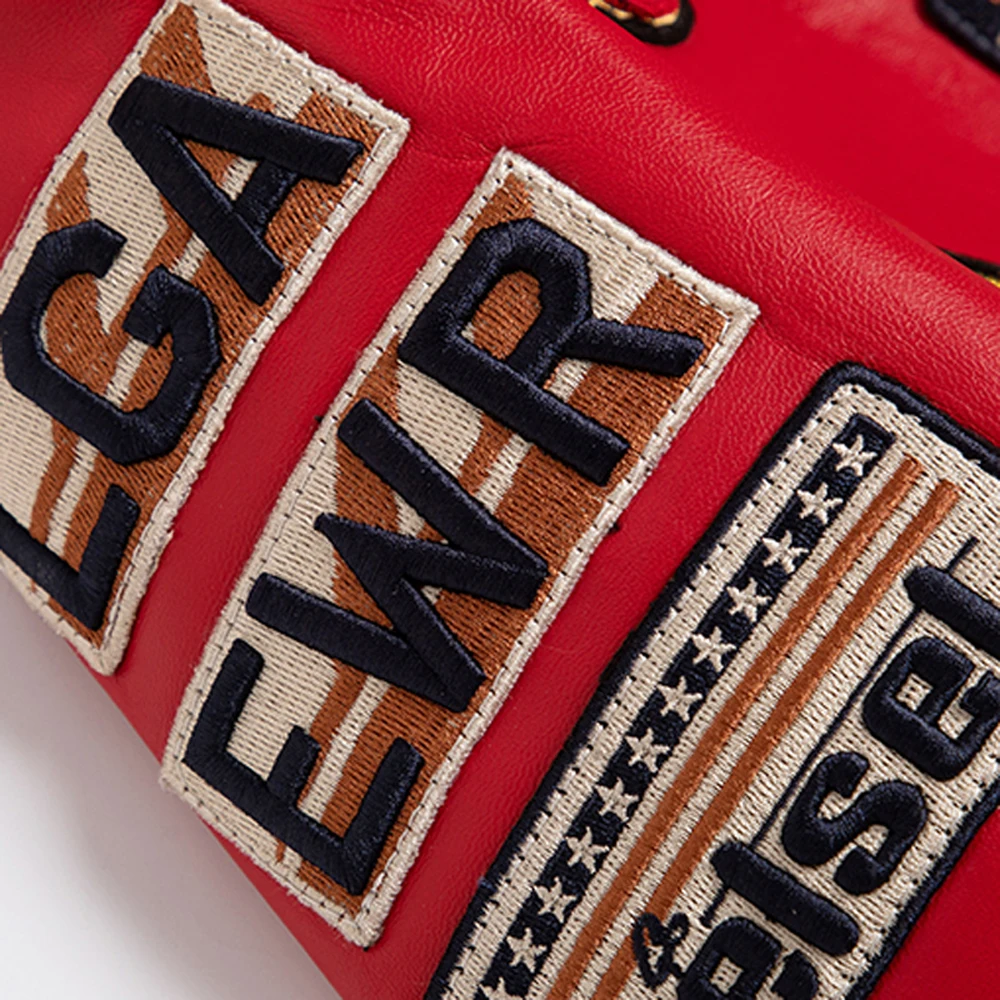 SANI мужская красная куртка из натуральной кожи осенне-Весенняя короткая черная