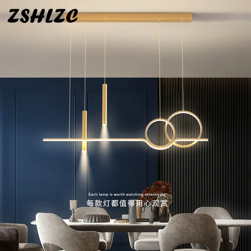 

Modern Led Pendant Light Lustre Chandelier Black&Gold 90CM Hanging Lamp Pendant Lamp for Dining room Kitchen Living room Lights