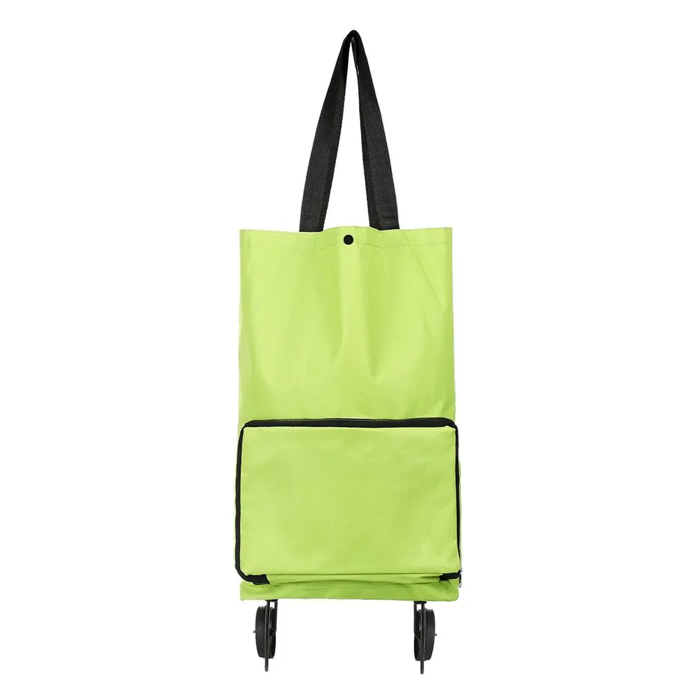 

Portable Shopping Trolley Bag With Wheels Oxford cloth Casual Shopping Bag Foldable Cart Rolling Grocery Bag 1 Piece