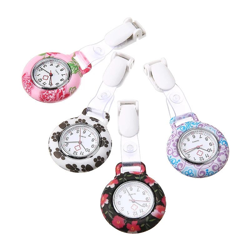 Модные красивые силиконовые часы с цветами для медсестер круглый циферблат