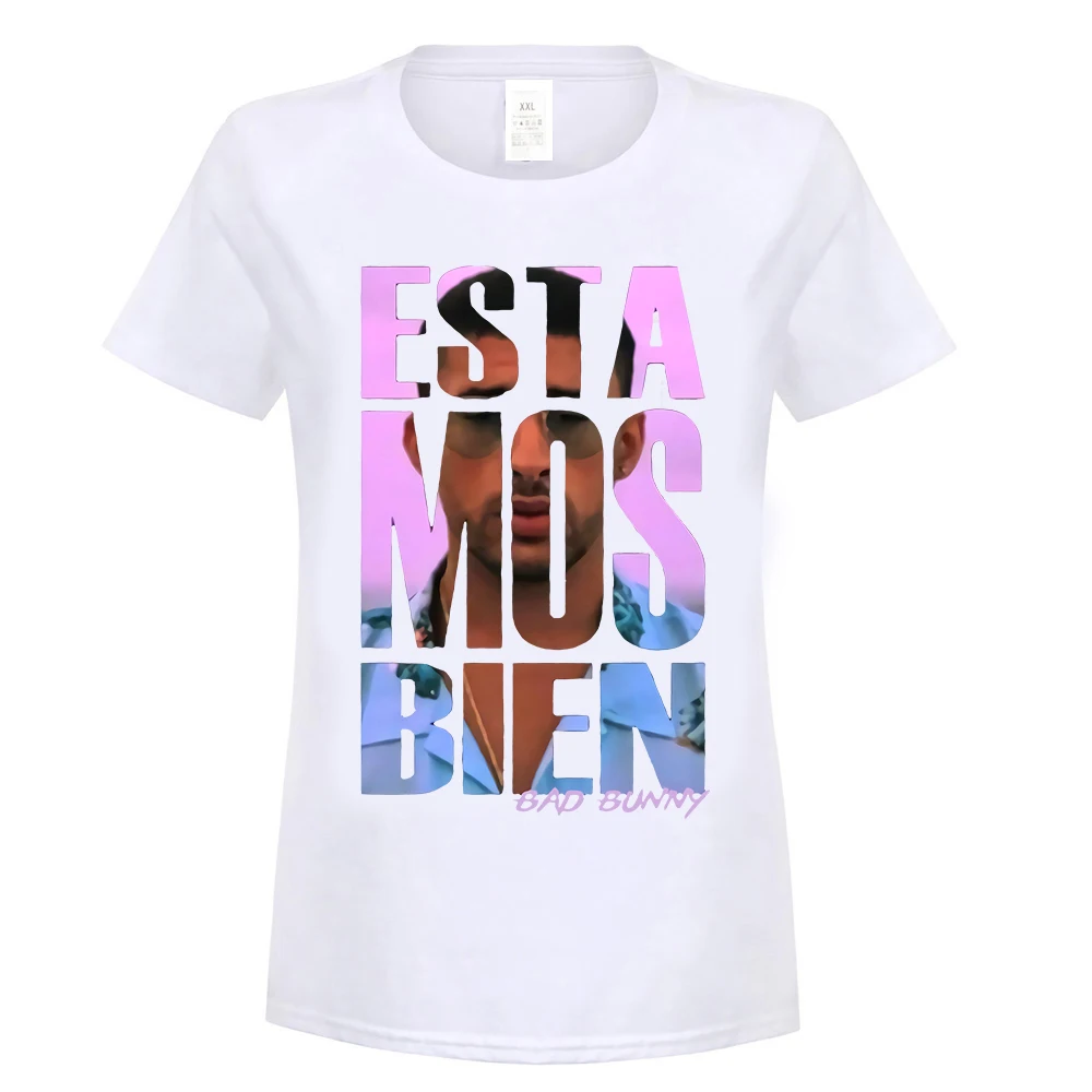 women white Estamos Bien Bad Bunny Reggaeton испанская ловушка Regueton футболка брендовая одежда футболка - Цвет: women white