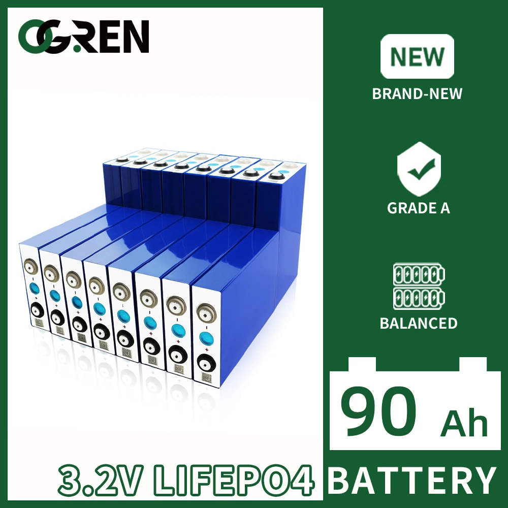 

3.2V 90Ah LiFePO4 Battery Pack 48PCS Lithium Iron Phospha Large Capacity Motorcycle Electric Car Motor Batteries EU US Tax Free