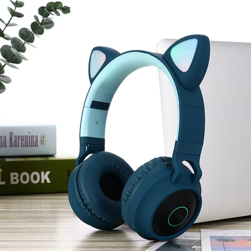 

New Arrival LED Cat Ear Noise Cancelling Headphones Bluetooth 5.0 Young People Kids Headset Support Card 3.5mm Plug With Mic