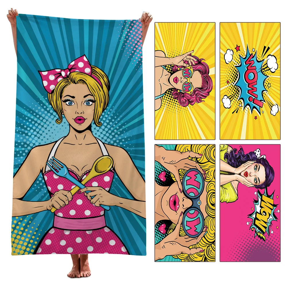Пляжное полотенце ONGLYP с мультяшным принтом легкое из микрофибры для путешествий