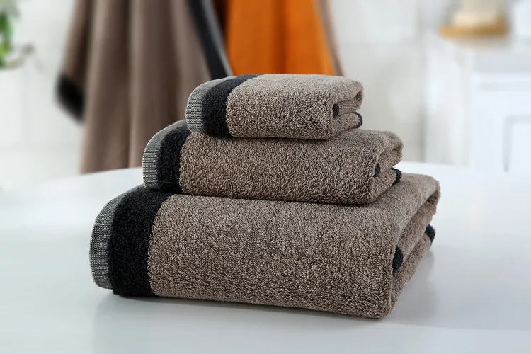 3PCS Towel Set Dark Gray Large Thick Bath Bathroom Hand Face Shower Towels Home For Adults Kids toalla de ducha | Дом и сад